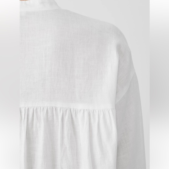 NWT Organic Handkerchief Linen Mandarin Collar Shirt - Picture 5 of 6